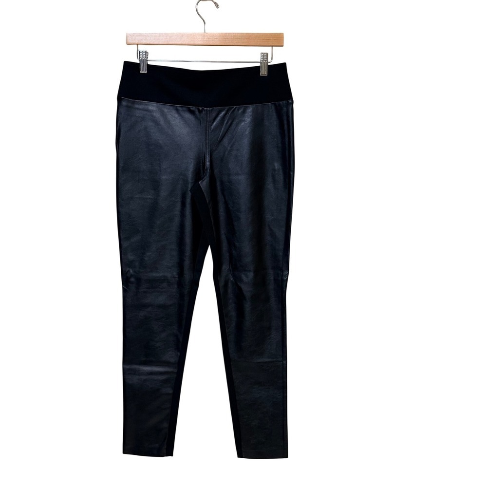 INC International Concepts Womens Black Faux Leather Front Skinny Leggings 10S